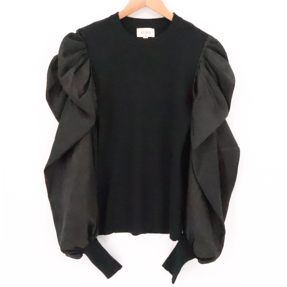 Puff Sleeve Sweater Womens Elevated Basic Avant Garde Statement Modern Size M‎